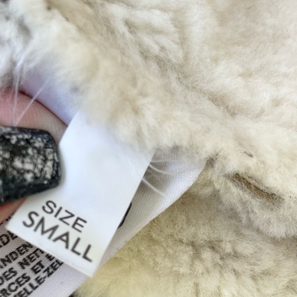 Vintage retro suede & wool shearling open front snap hem jacket coat Small - Picture 9 of 13